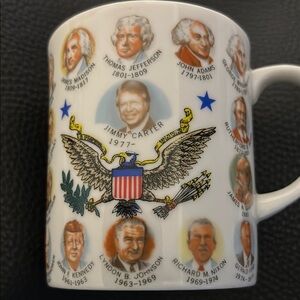 Vintage Late 70s President Jimmy Carter commemorative 8 ounce ceramic coffee mug